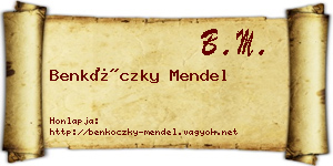 Benkóczky Mendel névjegykártya